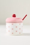 Maeve Stoneware Sugar Bowl & Spoon In Pink