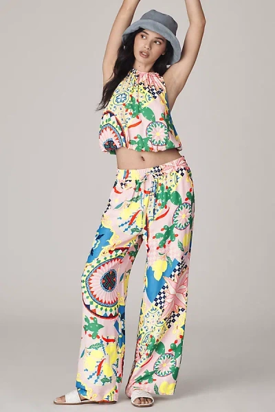 Maeve Straight-leg Pull-on Silk Pants In Pink