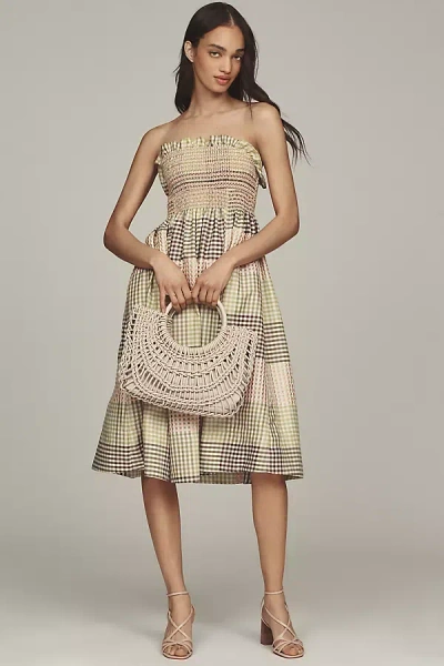Maeve Strapless A-line Midi Dress In Multicolor