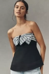 Maeve Strapless Bow Swing Top In Black