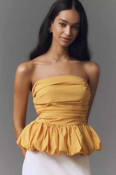 Maeve Strapless Drop-waist Bubble Top In Yellow