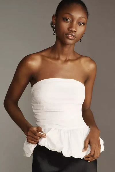 Maeve Strapless Drop-waist Bubble Top In White