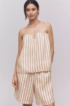 Maeve Strapless Linen Structured Striped Top