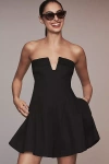 Maeve Strapless Mini Plunge-neck Romper In Black