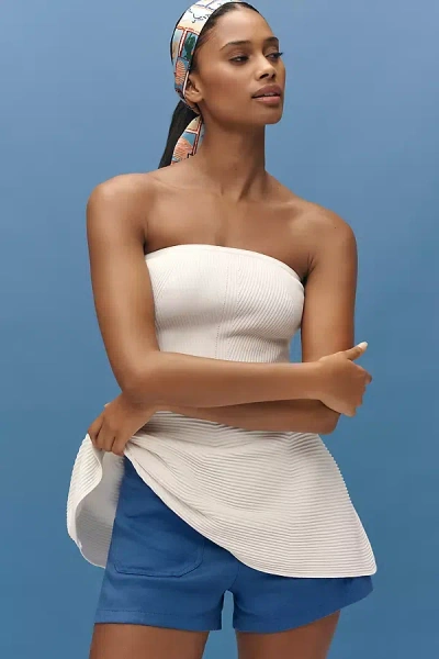 Maeve Strapless Peplum Knit Top In White