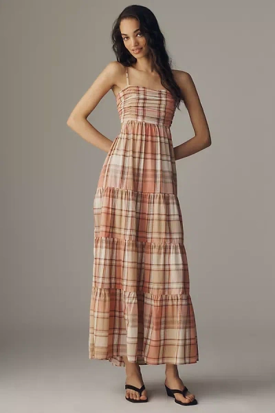 Maeve Strapless Plaid Maxi Dress In Multi