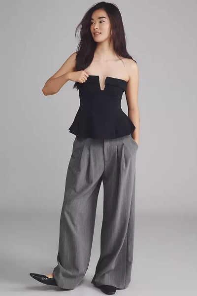 Maeve Strapless Plunge Top In Black