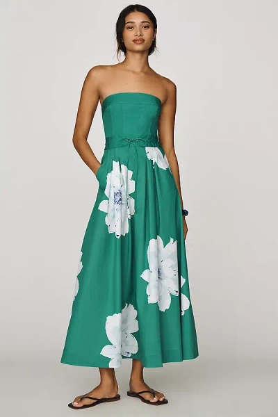 Maeve Strapless Waisted Maxi Dress In Green