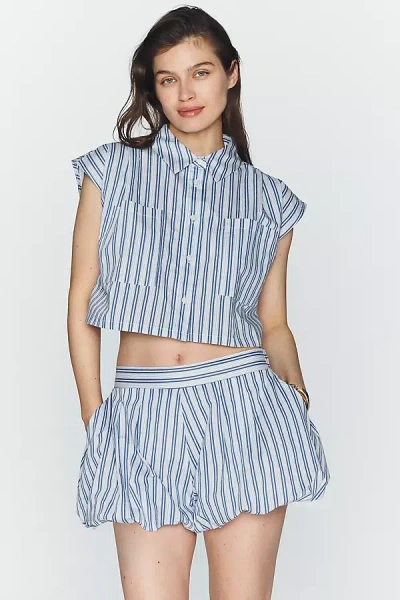 Maeve Striped Bubble Shorts In Blue