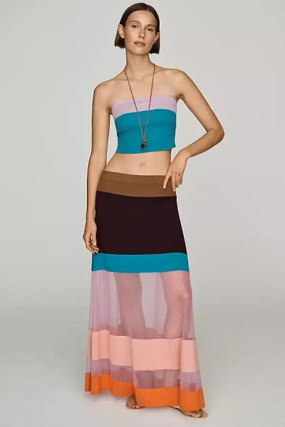 Maeve Striped Sheer Maxi Skirt In Multi