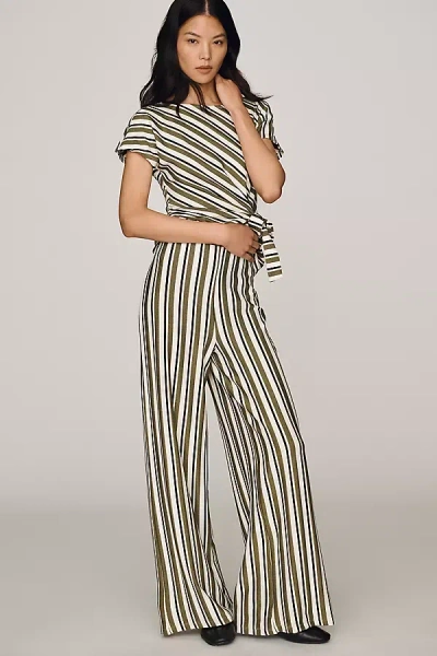 Maeve Striped Wide-leg Pants In Green