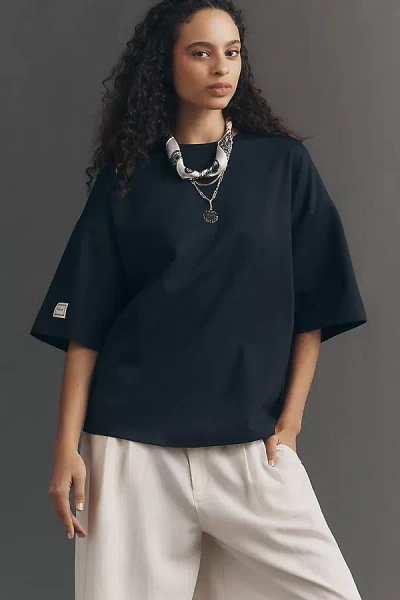 Maeve Structured Boyfriend T-shirt Top In Black