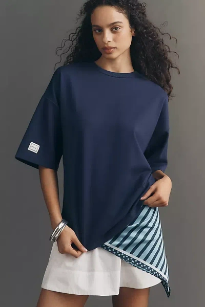 Maeve Structured Boyfriend T-shirt Top In Blue