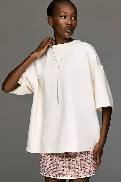 Maeve Structured Boyfriend T-shirt Top In White