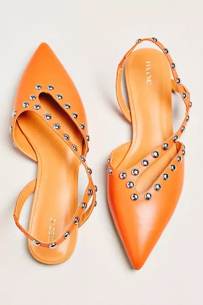 Maeve Studded Cutout Slingback Flats In Orange