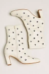 Maeve Studded Stretch Ankle Boots In White