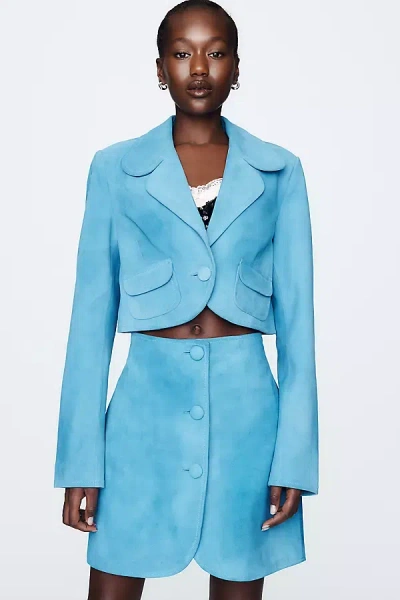 Maeve Suede Mini Skirt In Blue