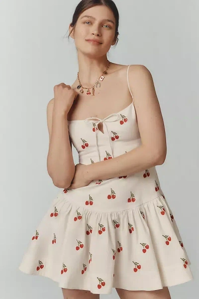 Maeve Sweetheart Drop-waist Mini Dress In White