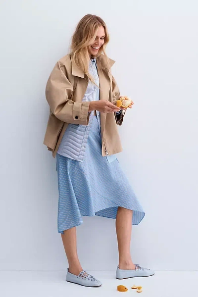 Maeve Swing Funnel-neck Cape Jacket In Neutral