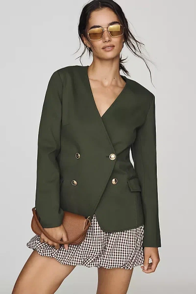 Maeve Tailored Blazer Jacket In Green