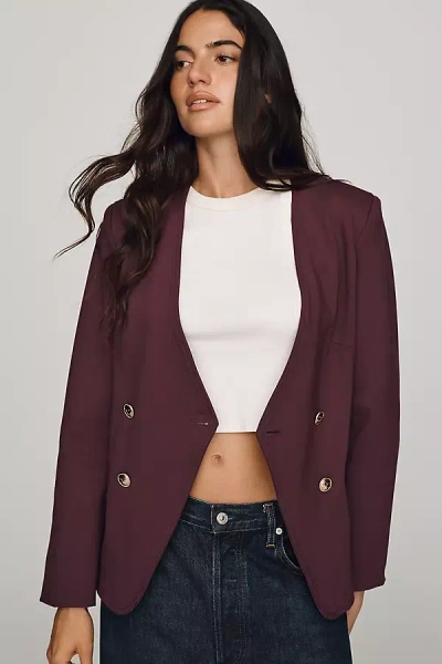 Maeve Tailored Blazer Jacket In Burgundy