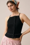 Maeve Tailored Square-neck Top In Black