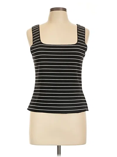 Pre-owned Maeve Tank Top Black Stripes Pattern Strapless Neckline Tops