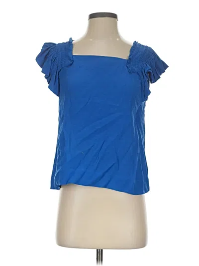 Pre-owned Maeve Tank Top Blue Ruffles Neckline Tops