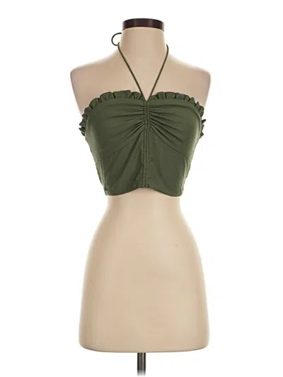 Pre-owned Maeve Tank Top Green Strapless Neckline Tops