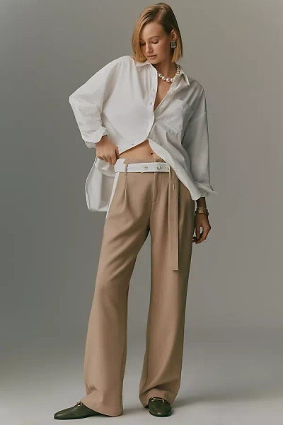 Maeve Tapered High-rise Belt Trousers In Neutral