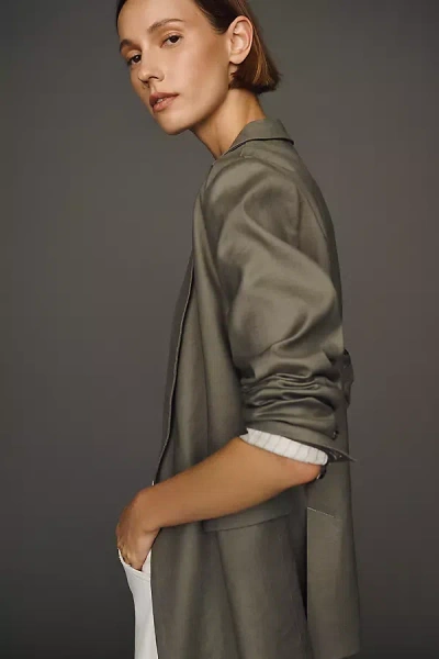 Maeve Tessie European Linen Stretch Blazer Jacket In Black