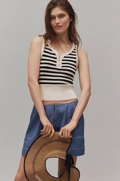 Maeve Textured Crop Tank Top In Black