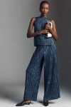 Maeve Textured Knit Pull-on Pants In Blue