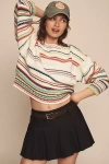 Maeve Textured-stripe Pullover Crew-neck Sweater In Multicolor