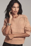 Maeve Textured-stripe Pullover Crew-neck Sweater In Yellow