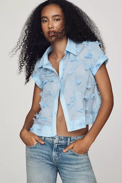Maeve Textured Swing Top In Blue