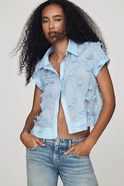 Maeve Textured Swing Top In Blue