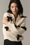 Maeve The Alicia 3d Bow Cropped Cardigan Sweater By  In White