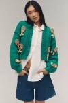 Maeve The Alicia 3d Cropped Cardigan By  In Green