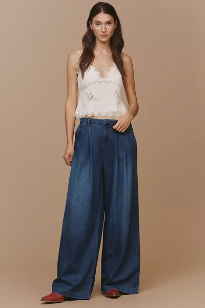 Maeve The Avery Elastic-back Wide-leg Pleated Trousers By  In Blue