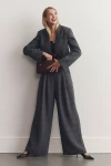 Maeve The Avery Houndstooth Pleated Wide-leg Trousers By  In Gray