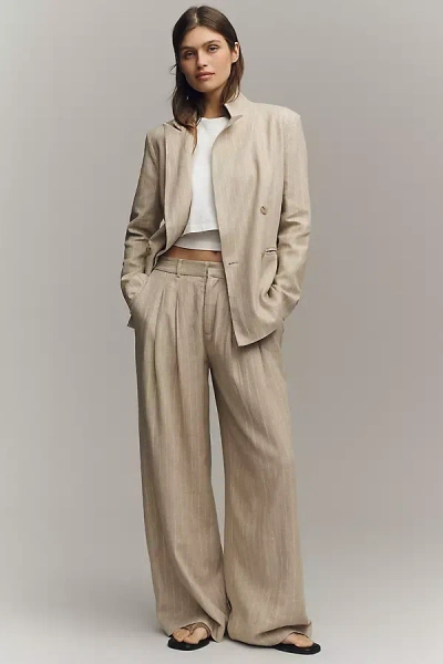 Maeve The Avery Linen Blend Stripe Twill Pants By  In Brown