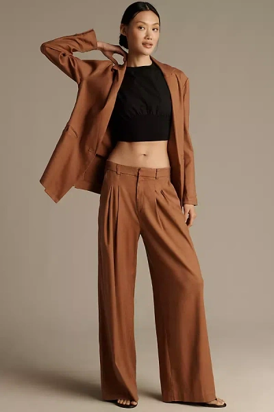 Maeve The Avery Linen Pleated Wide-leg Trousers By  Pants In Brown