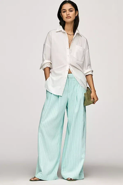 Maeve The Avery Pinstripe Wide-leg Trousers By  Pants In Blue