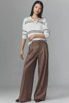 Maeve The Avery Plaid Wide-leg Trousers By  Pants In Brown