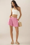 Maeve The Avery Pleated Trouser Shorts By : Cuffed Edition In Pink