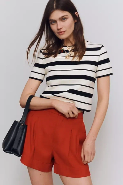 Maeve The Avery Pleated Trouser Shorts By : Cuffed Edition In Red