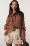 Maeve The Avery Pleated Trouser Shorts By : Cuffed Edition In White