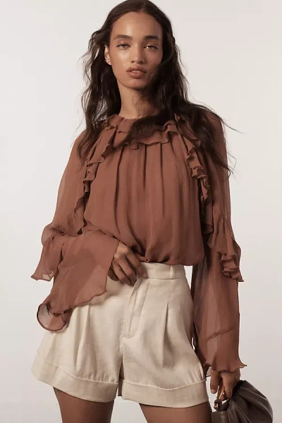 Maeve The Avery Pleated Trouser Shorts By : Cuffed Edition In White