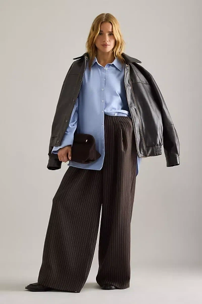 Maeve The Avery Pleated Trousers By : Pinstripe Edition In Blue